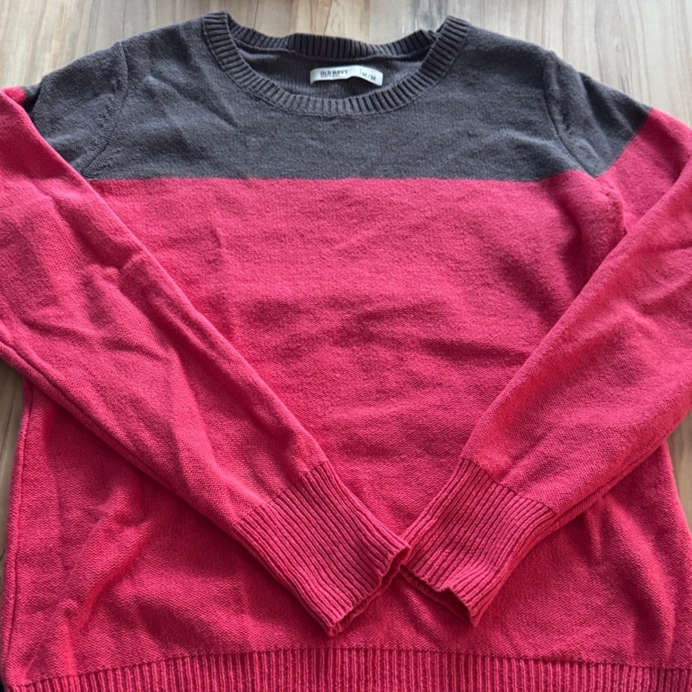 Dark Pink and Brown Colorblock Sweater Old Navy M